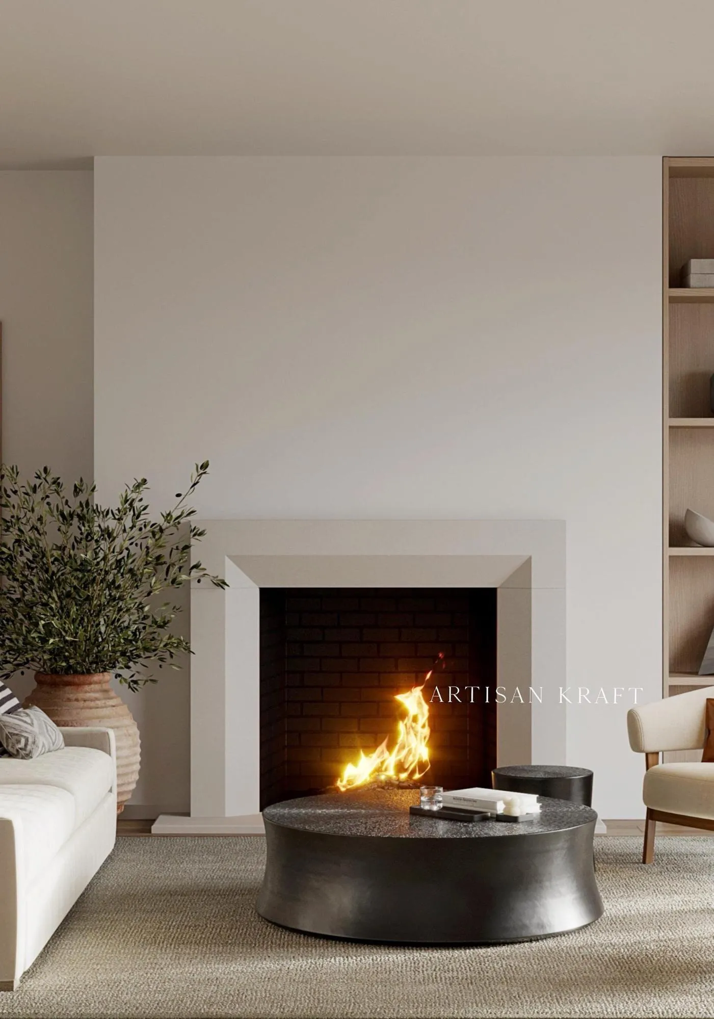 Modern Stone Fireplace Surround